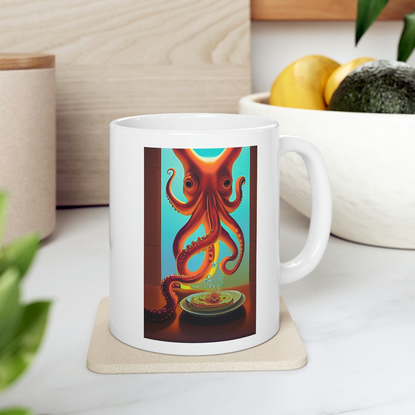 Octopus Making Crepes Ceramic Mug 11oz