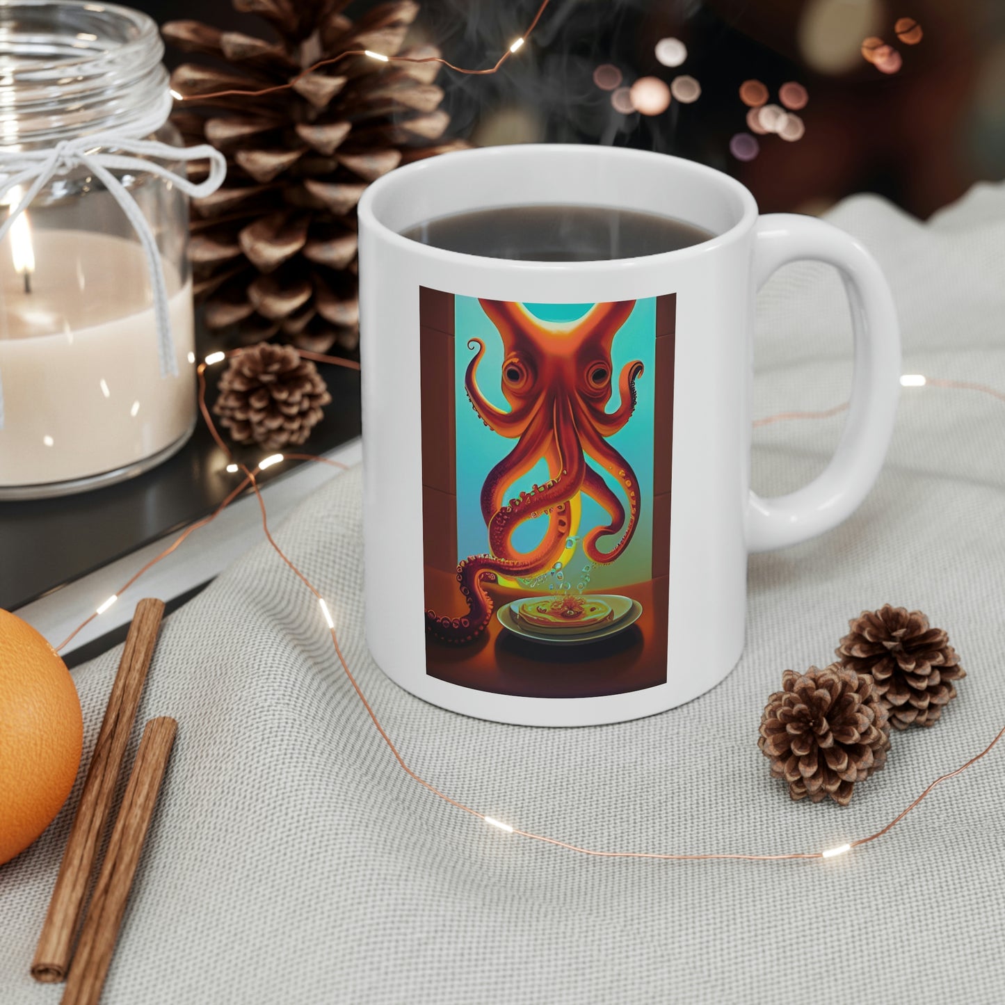 Octopus Making Crepes Ceramic Mug 11oz