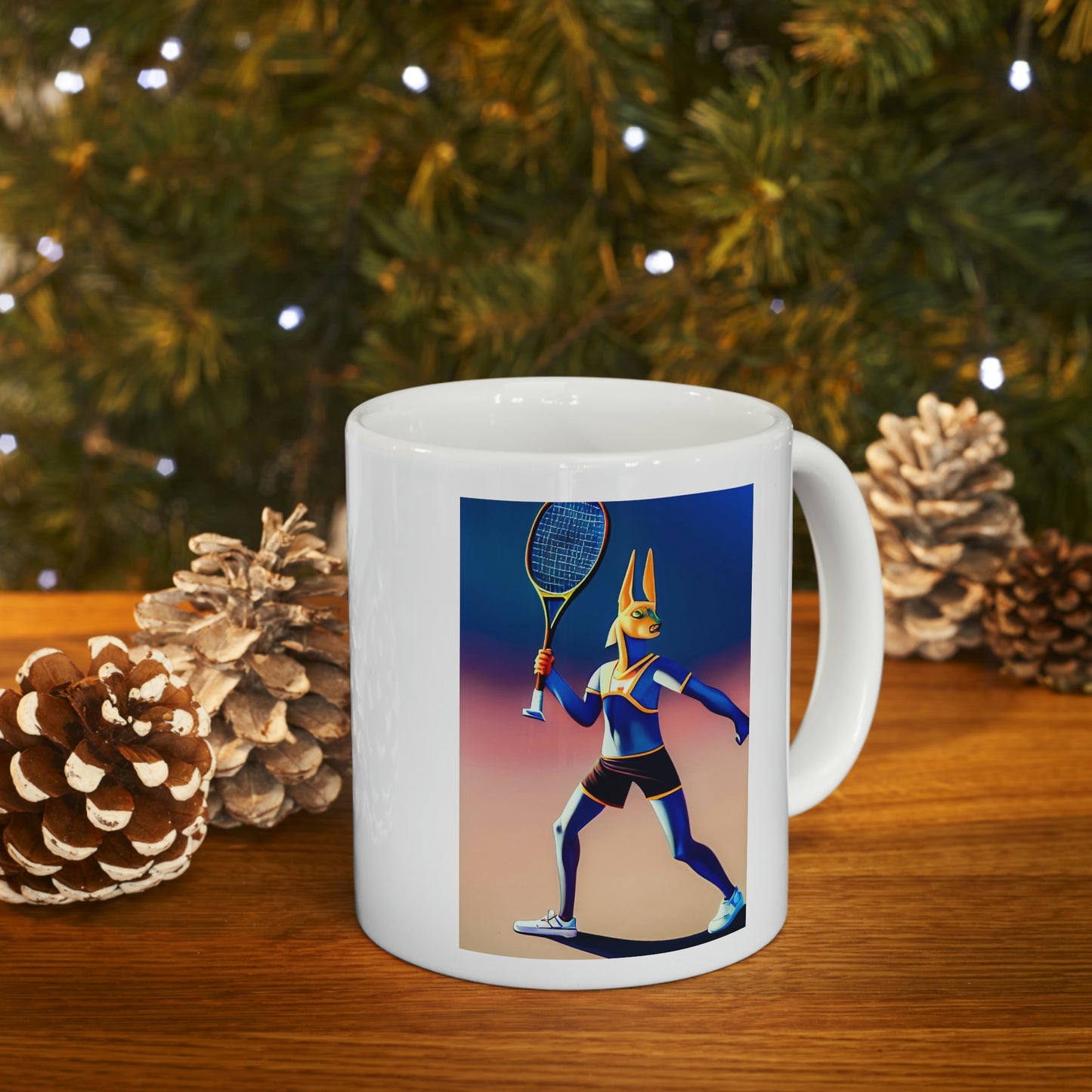 Anubis Playing Tennis Ceramic Mug 11oz