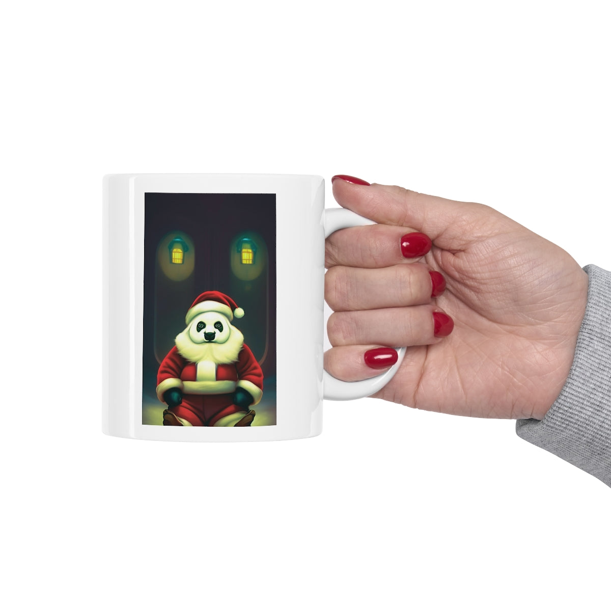 Santa Panda Sitting Ceramic Mug 11oz