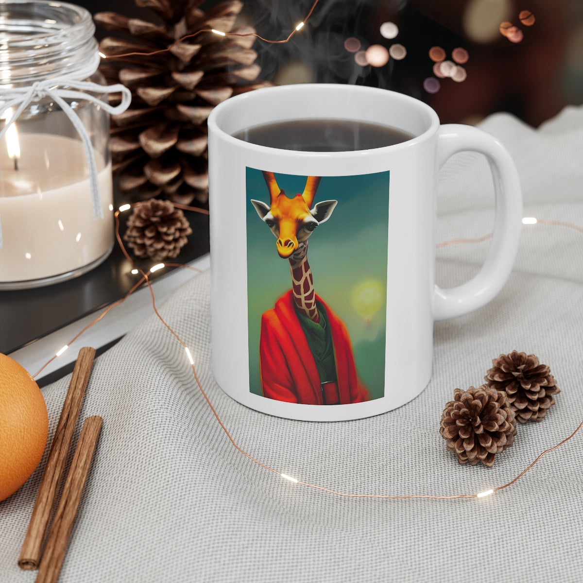 Giraffe Santa Ceramic Mug 11oz