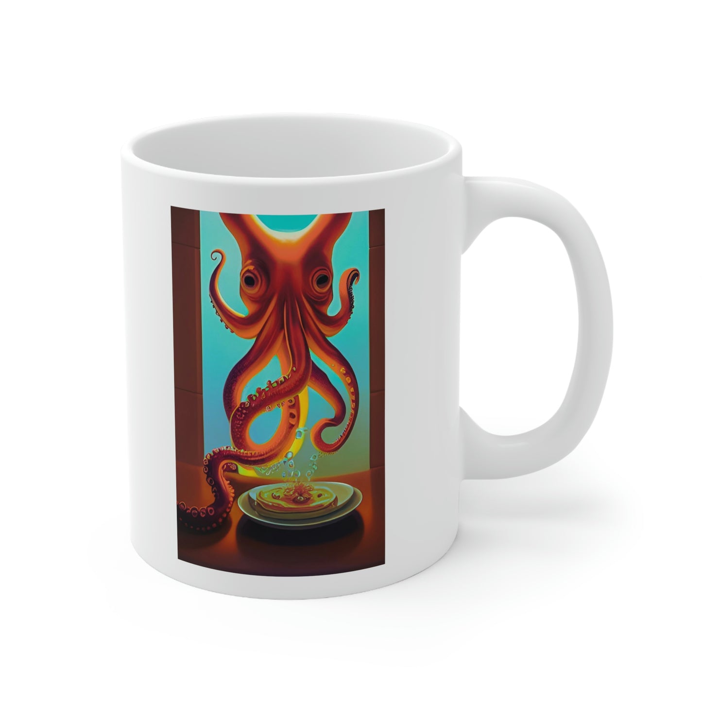 Octopus Making Crepes Ceramic Mug 11oz