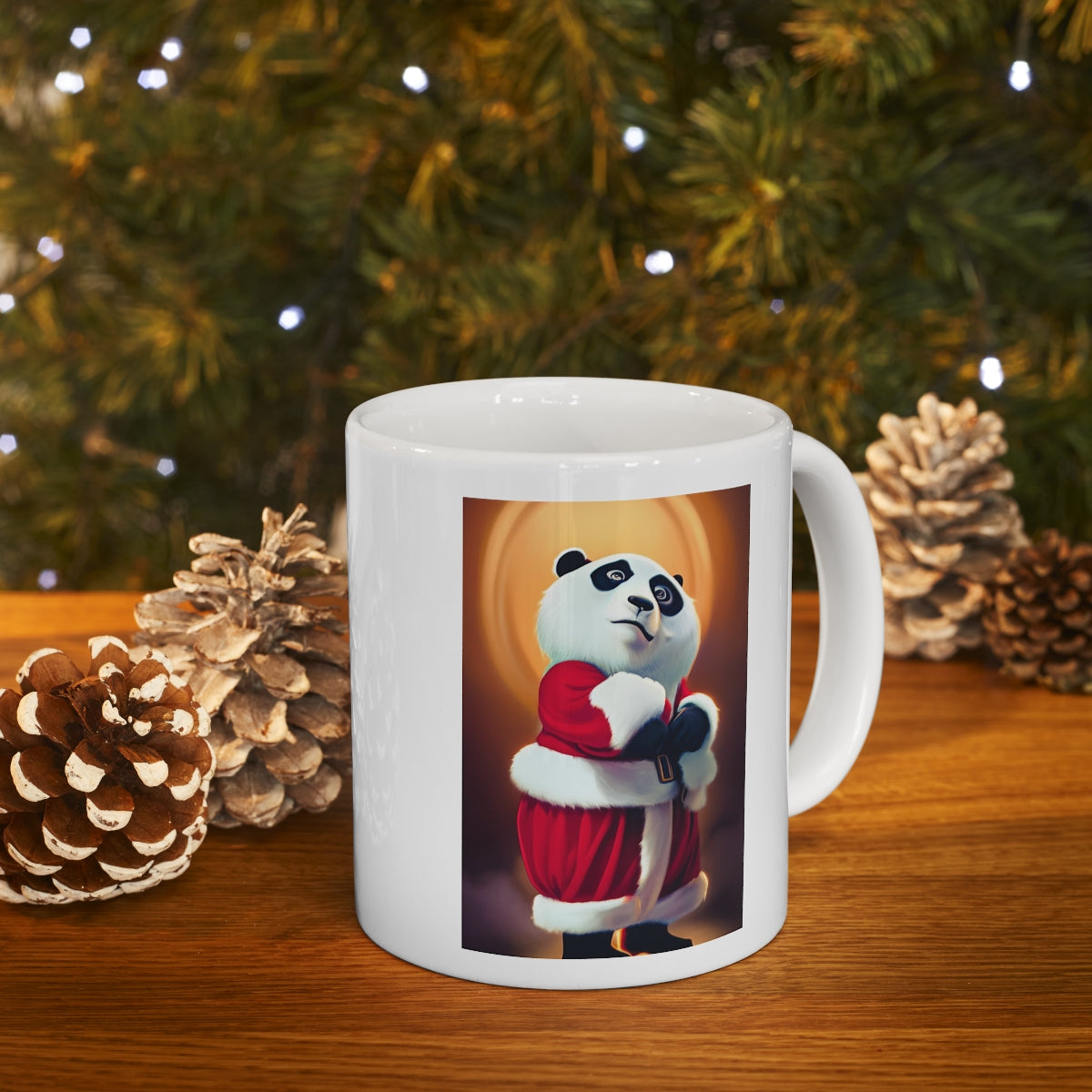 Santa Panda Standing Ceramic Mug 11oz