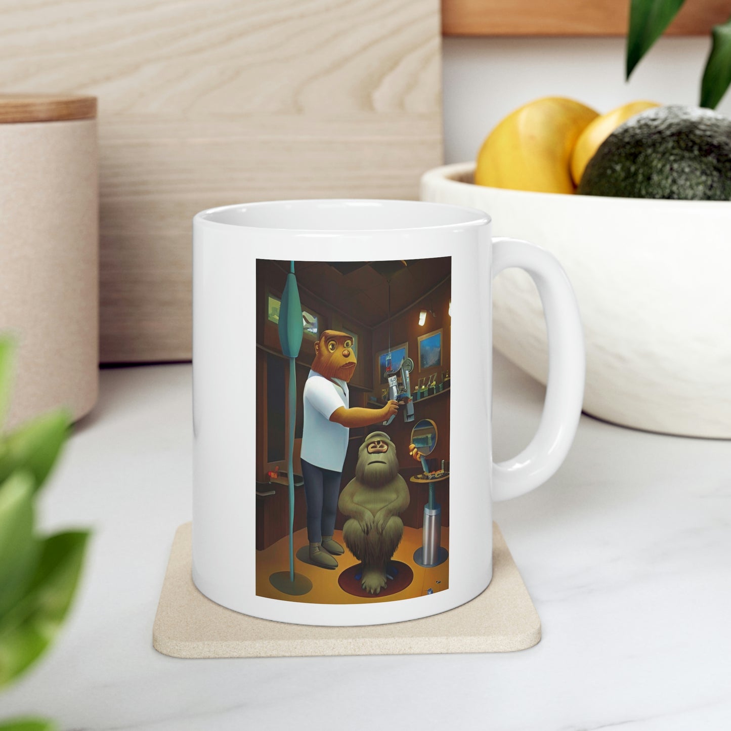 Bigfoot at the Barber Shop Ceramic Mug 11oz