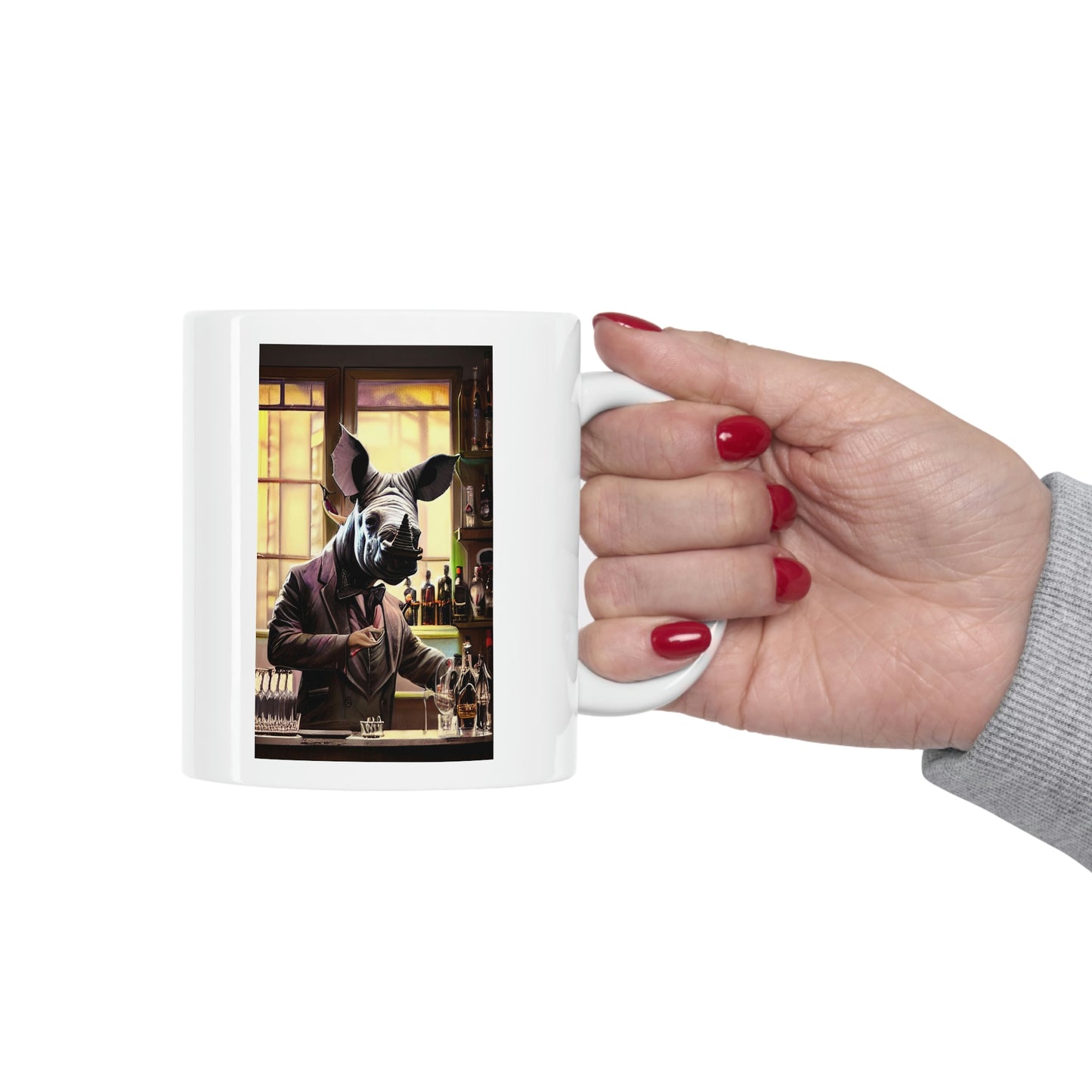 "Rhinoceros Bartender" Ceramic Mug 11oz