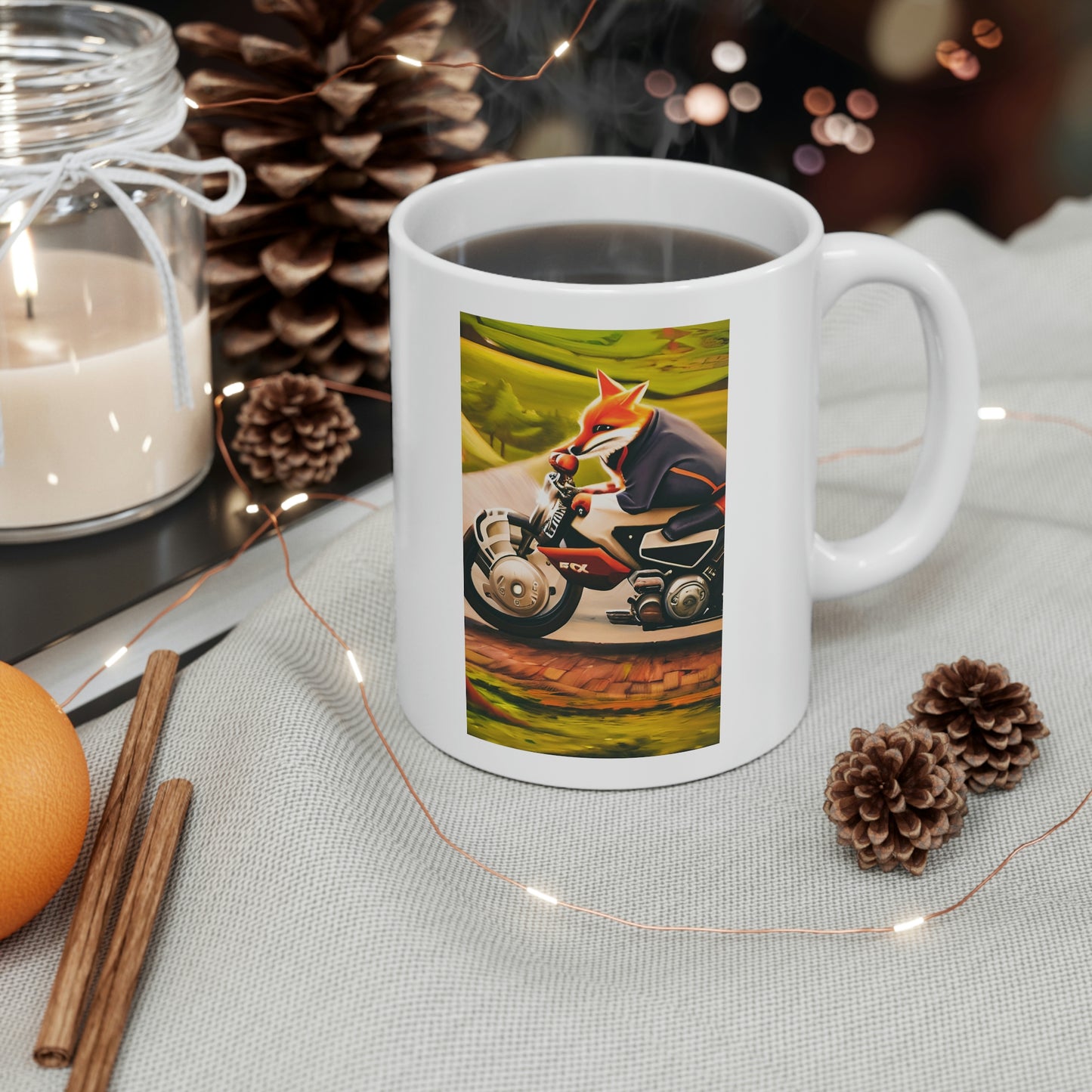 Motorcycle Fox Ceramic Mug 11oz