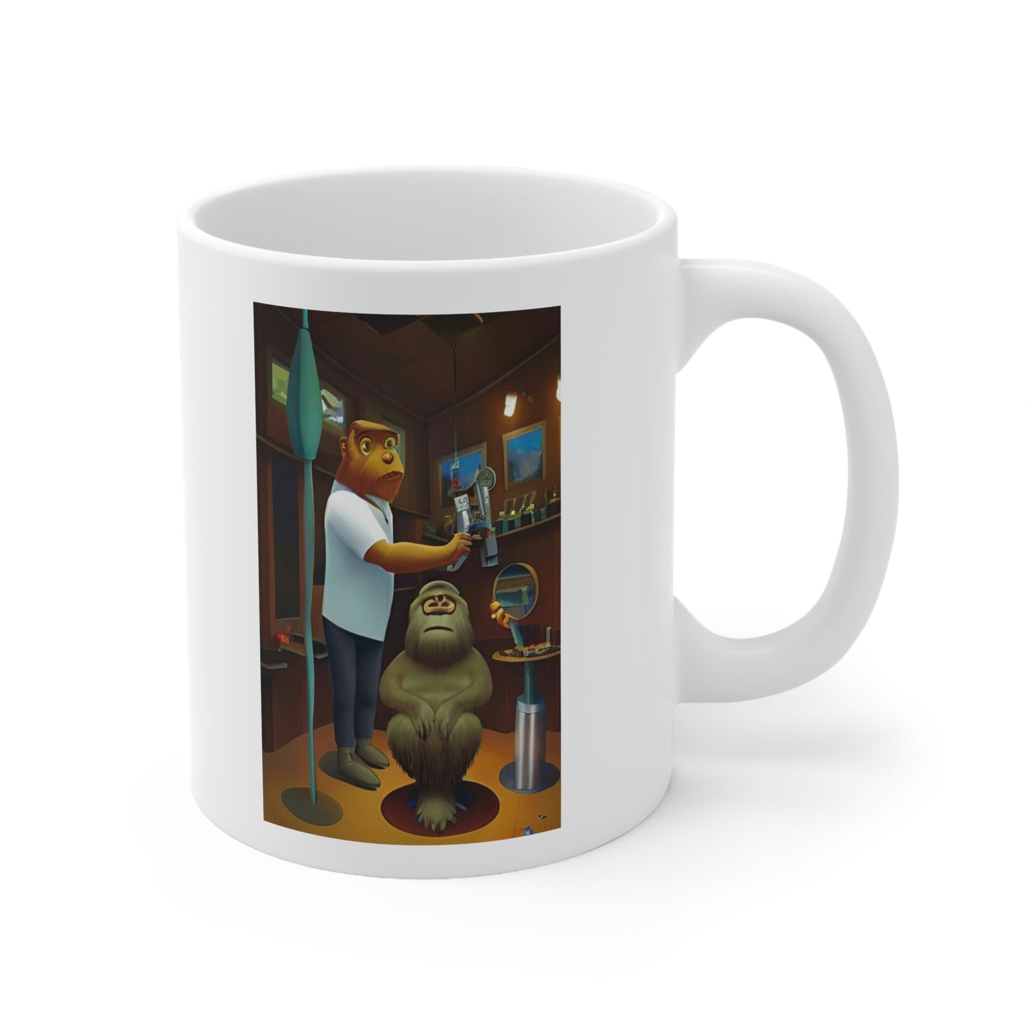 Bigfoot at the Barber Shop Ceramic Mug 11oz