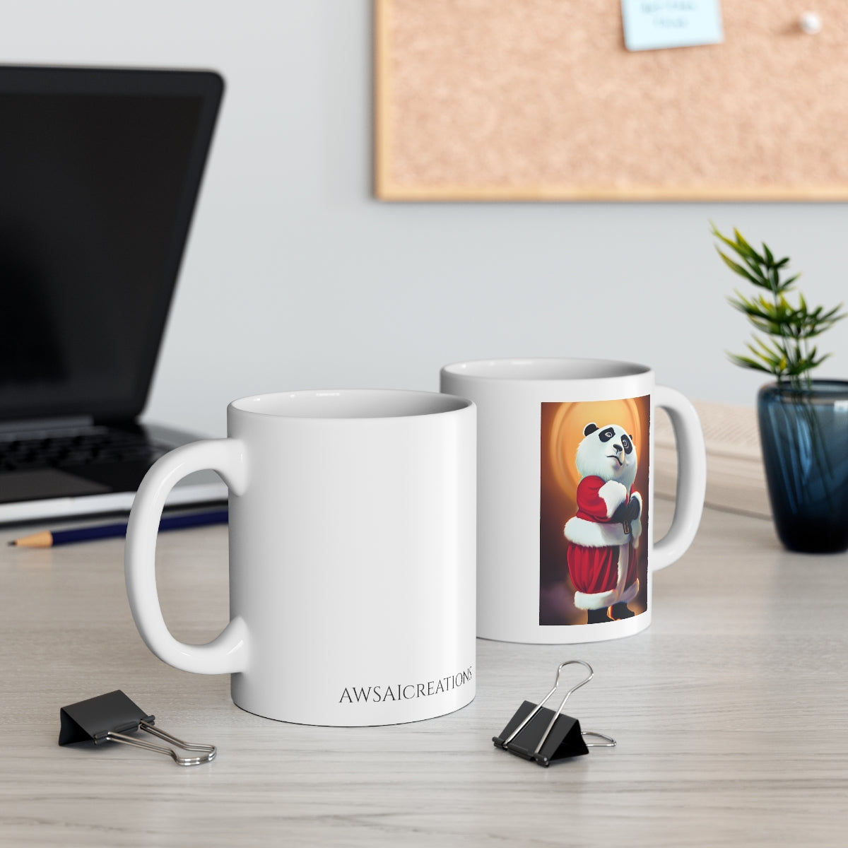 Santa Panda Standing Ceramic Mug 11oz