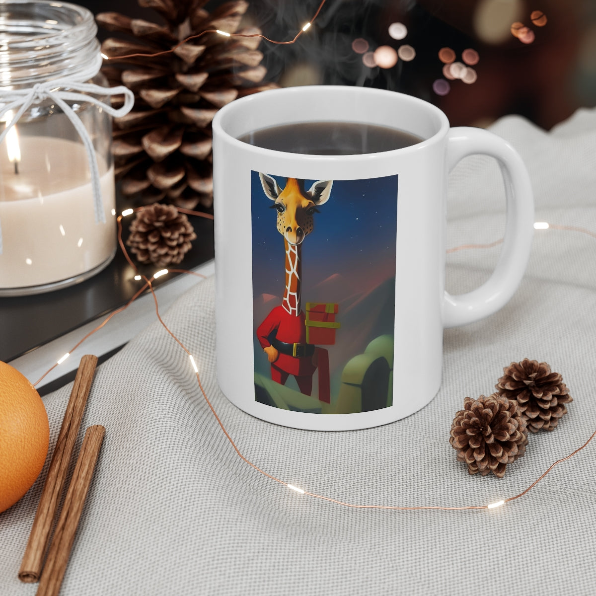 Santa Giraffe with Gifts Ceramic Mug 11oz