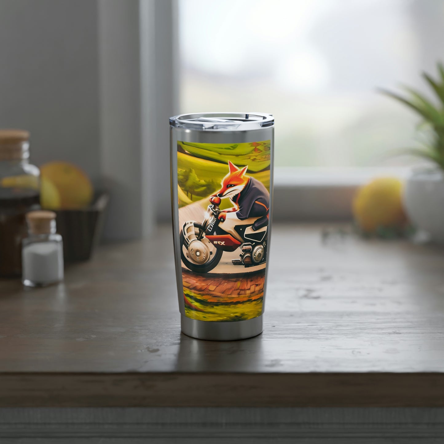 "Motorcycle Fox" Vagabond 20oz Tumbler