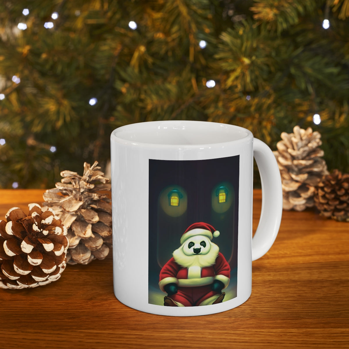 Santa Panda Sitting Ceramic Mug 11oz