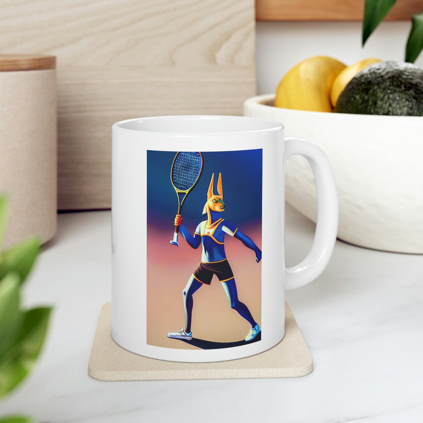 Anubis Playing Tennis Ceramic Mug 11oz