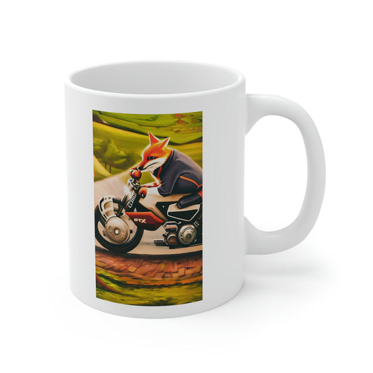 Motorcycle Fox Ceramic Mug 11oz