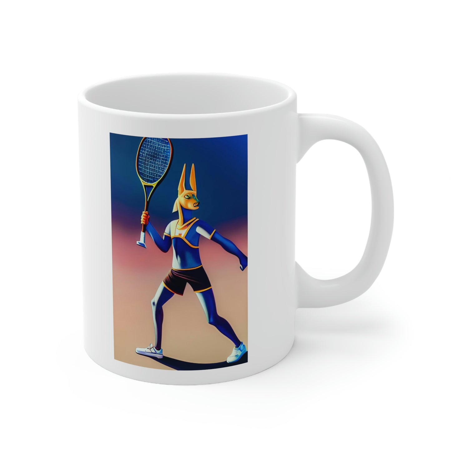 Anubis Playing Tennis Ceramic Mug 11oz