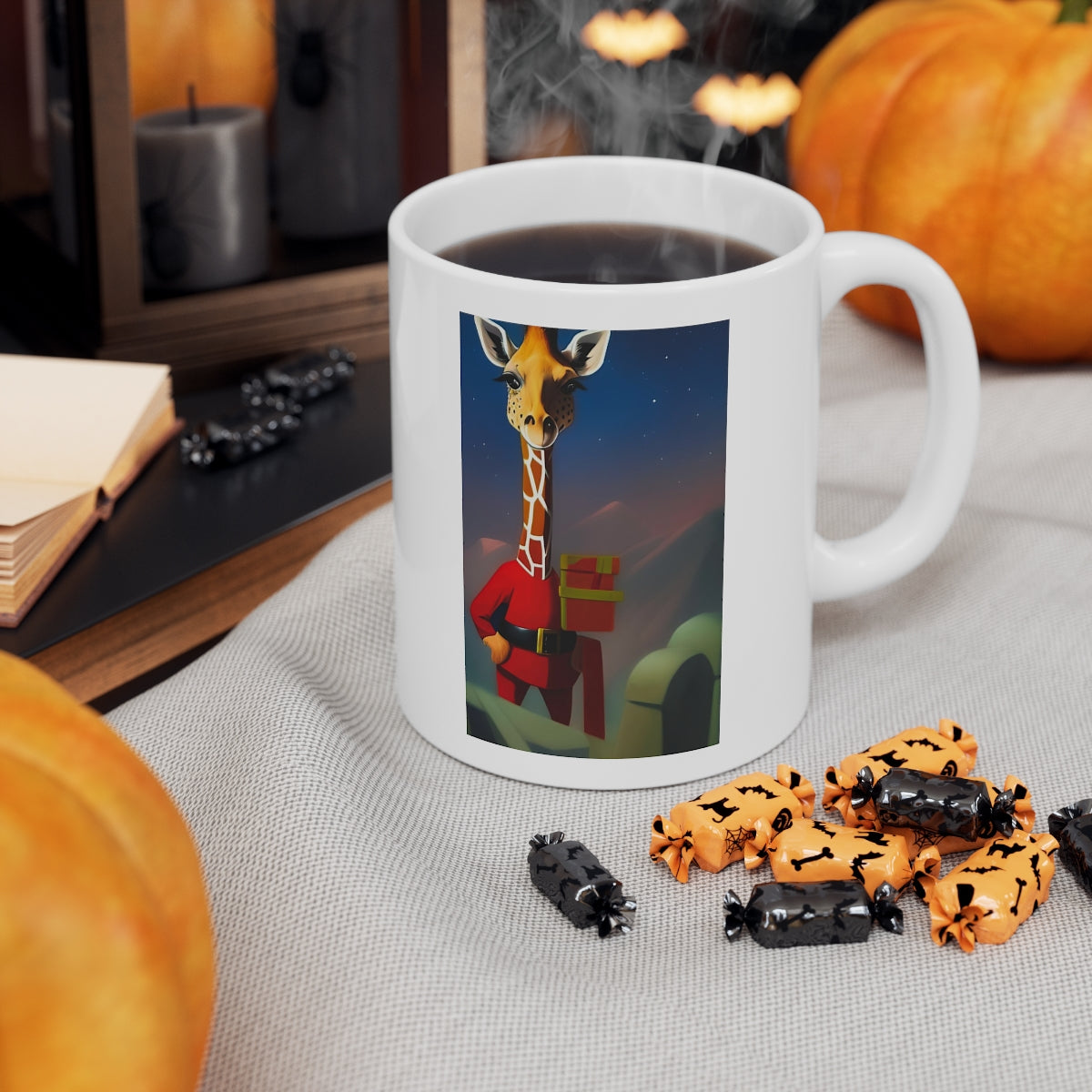 Santa Giraffe with Gifts Ceramic Mug 11oz