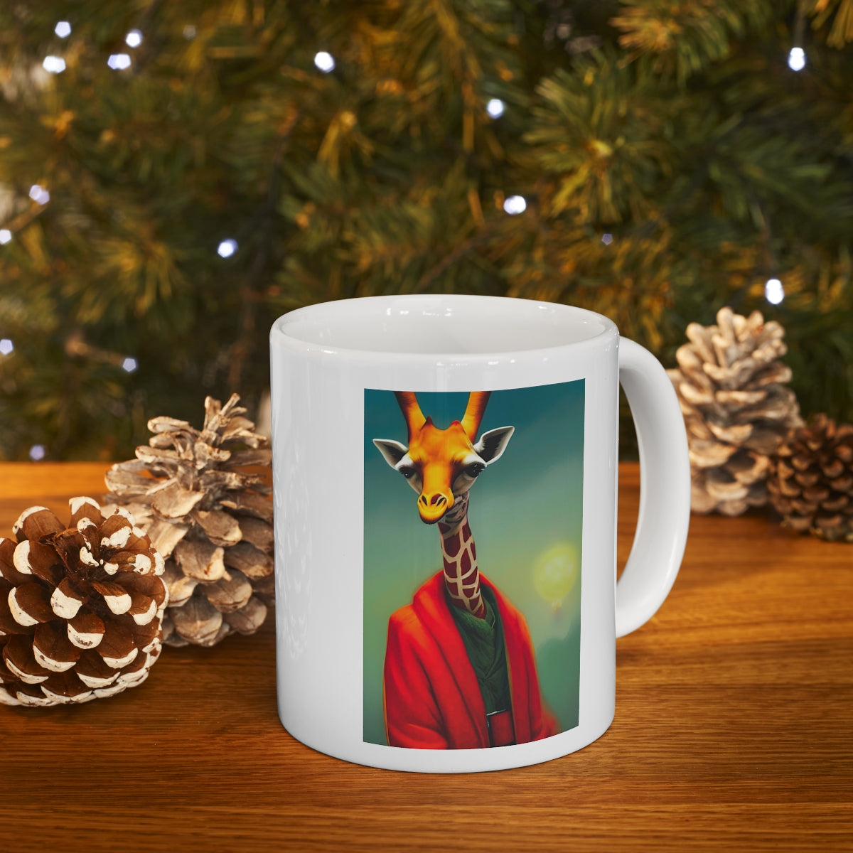 Giraffe Santa Ceramic Mug 11oz