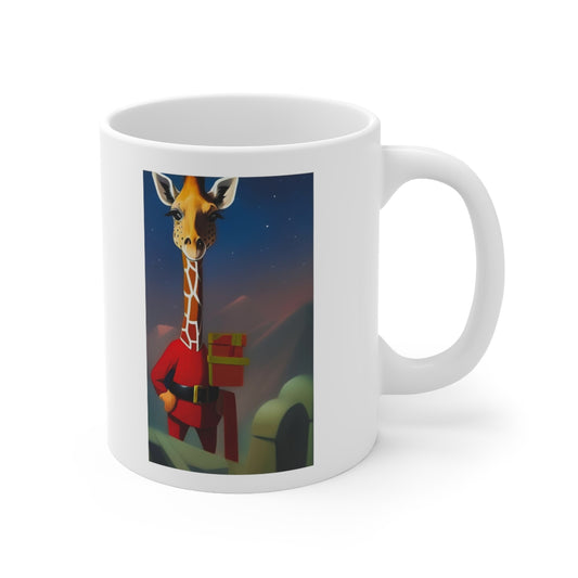 Santa Giraffe with Gifts Ceramic Mug 11oz