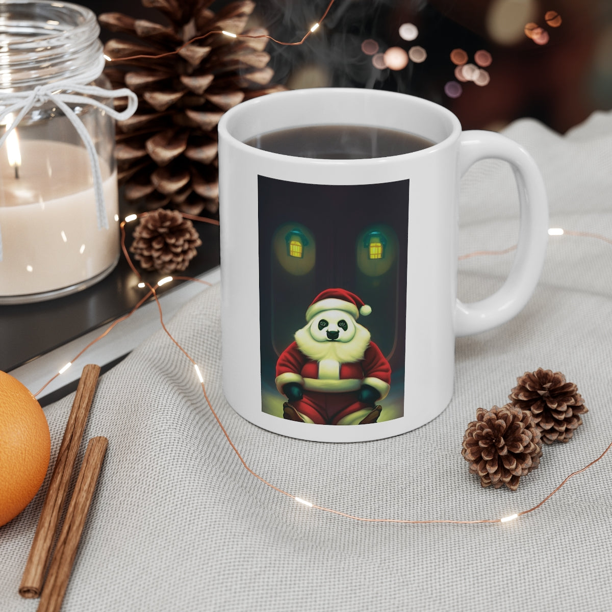 Santa Panda Sitting Ceramic Mug 11oz