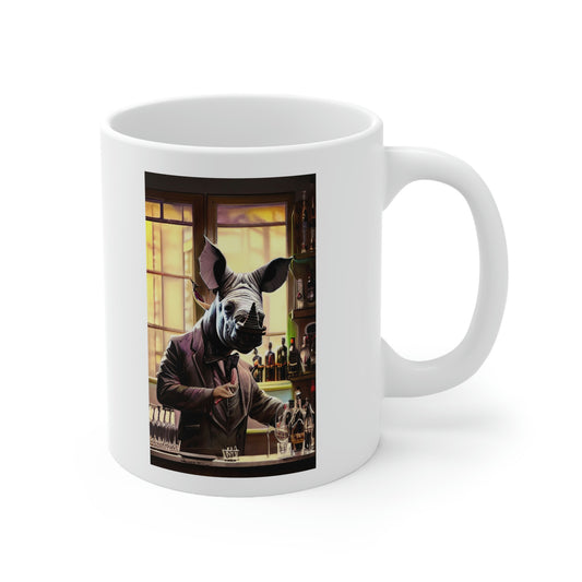 "Rhinoceros Bartender" Ceramic Mug 11oz