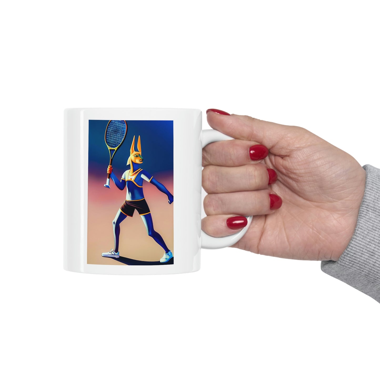 Anubis Playing Tennis Ceramic Mug 11oz