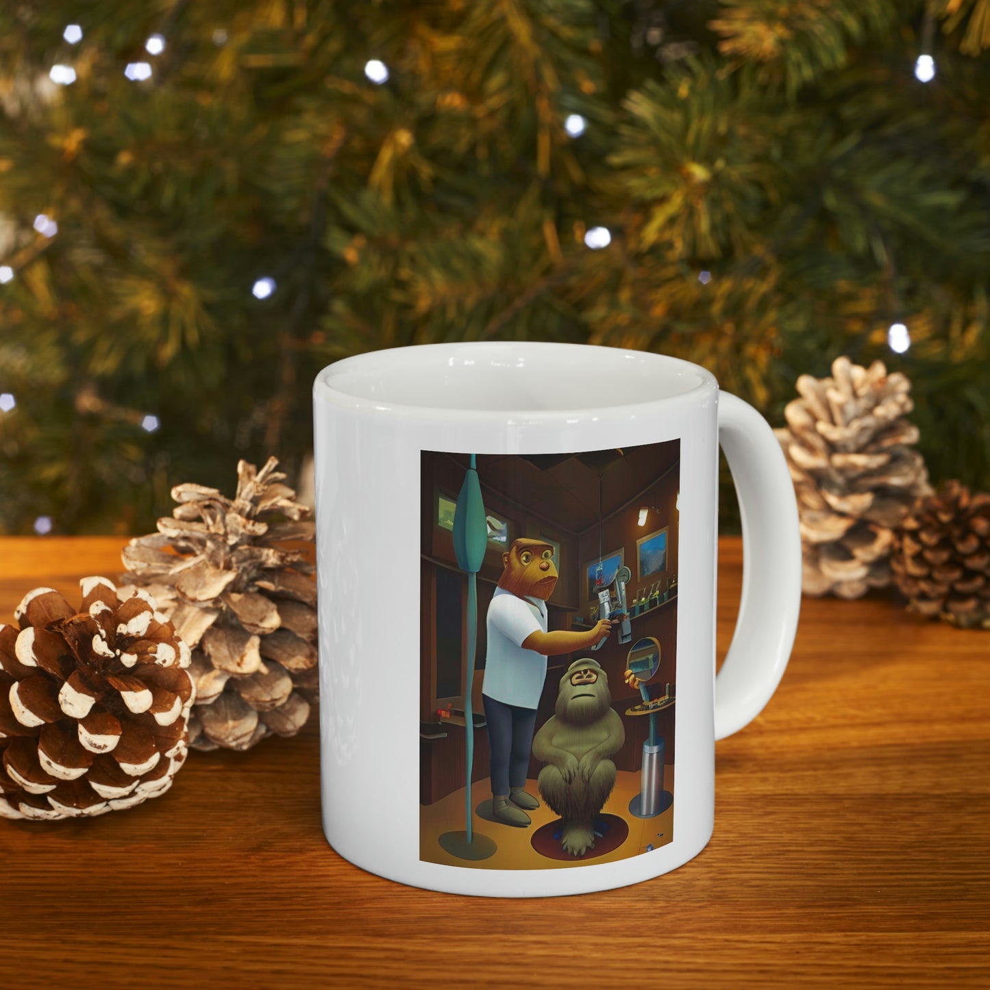 Bigfoot at the Barber Shop Ceramic Mug 11oz