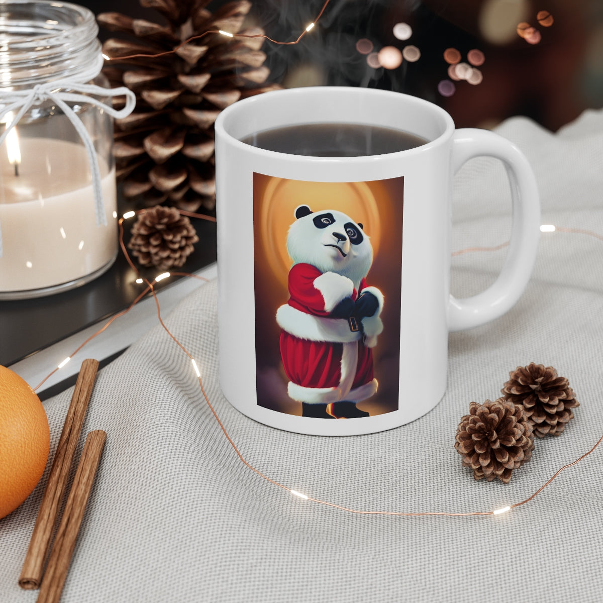 Santa Panda Standing Ceramic Mug 11oz