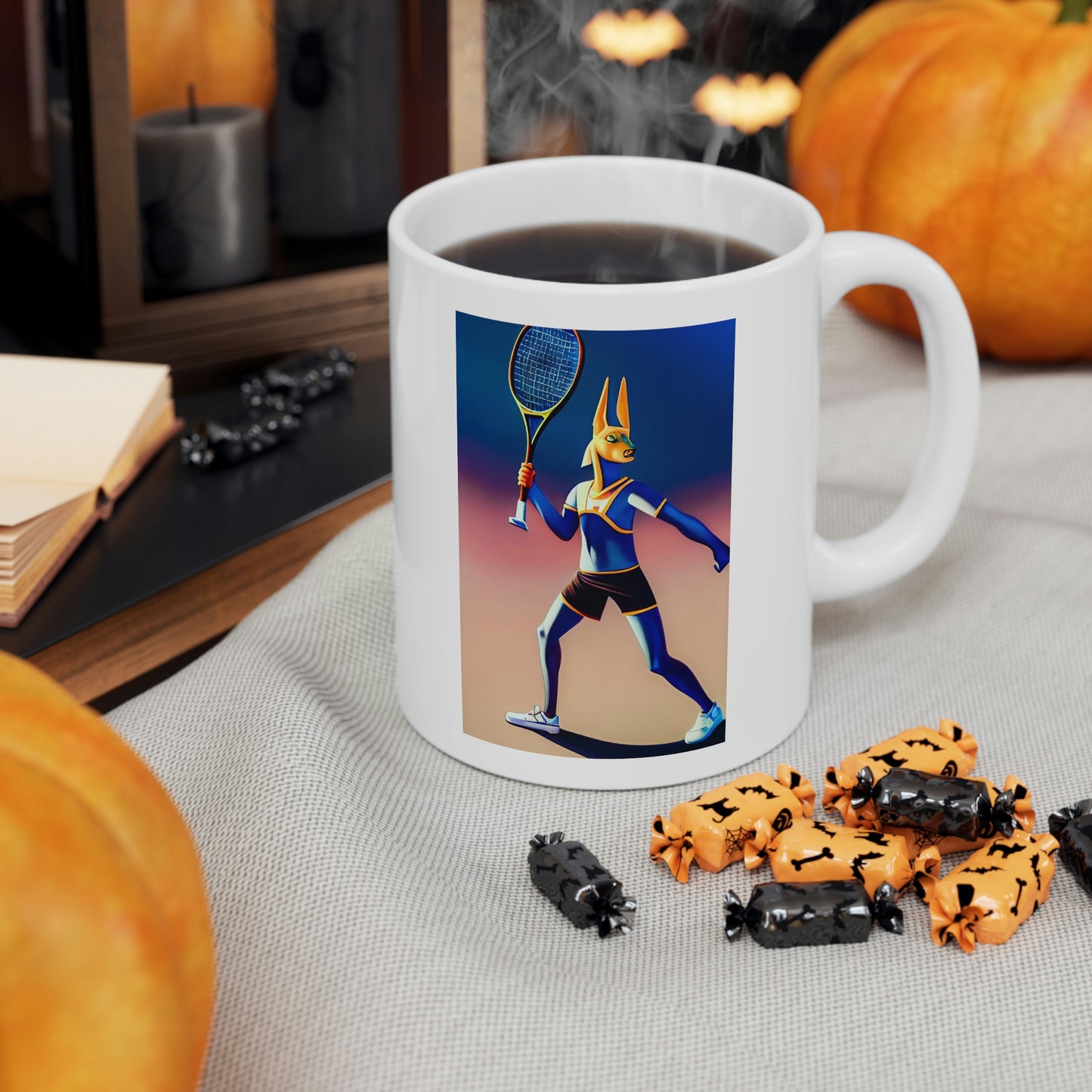 Anubis Playing Tennis Ceramic Mug 11oz